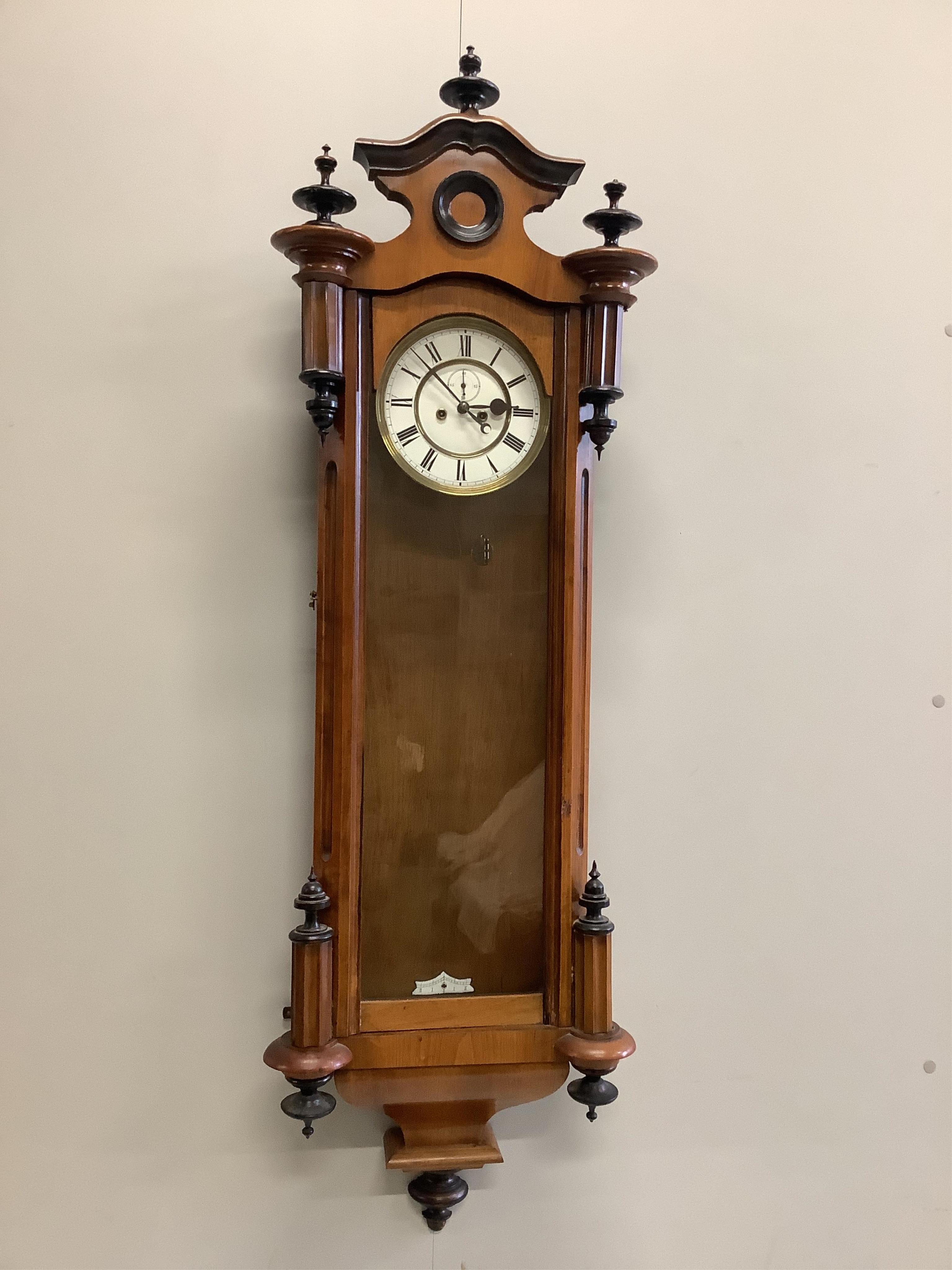 A Vienna regulator wall clock, height 116cm. Condition - fair